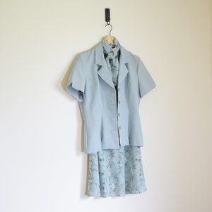 70s mint green three piece spring skirt suit set